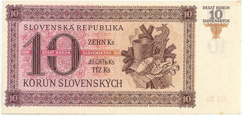 10 Koruna 1943 - back