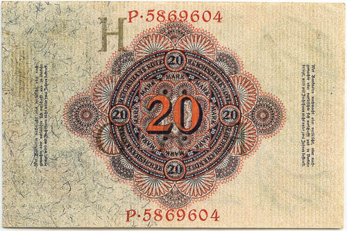 20 Mark 1914 - reverz