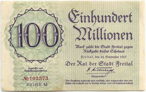 100 Milionů marek 1923 (10 ks) - averz