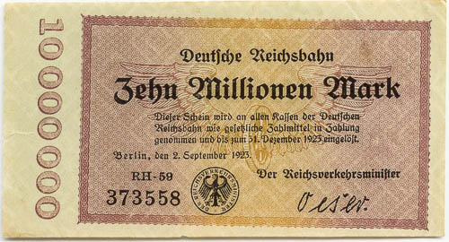 10 Milionů marek 1923 (2 ks) - averz