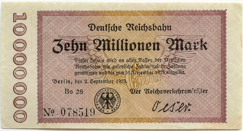 10 Milionů marek 1923 (2 ks) - reverz