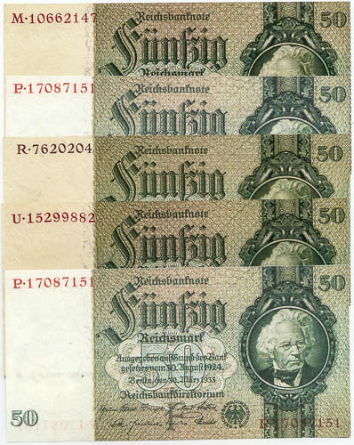 50 RM 1933 (5 ks) - averz