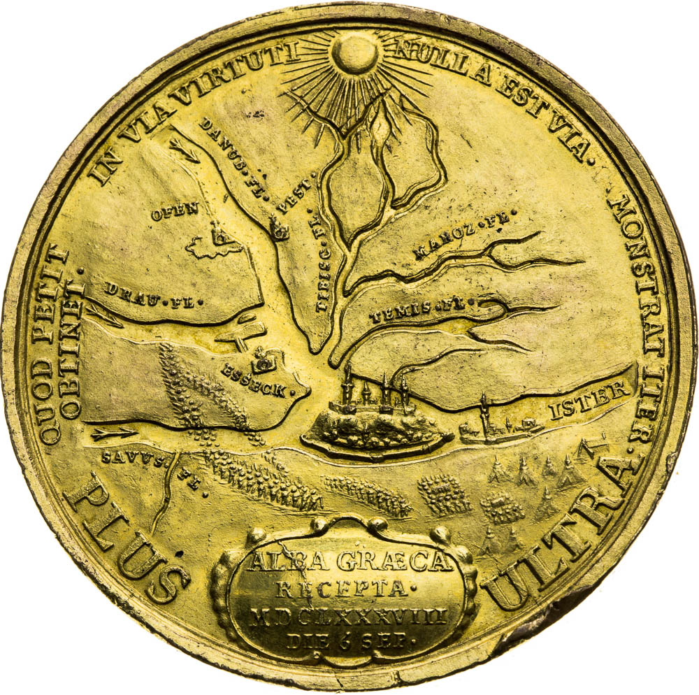 Pozlácená medaile 1688 - revers