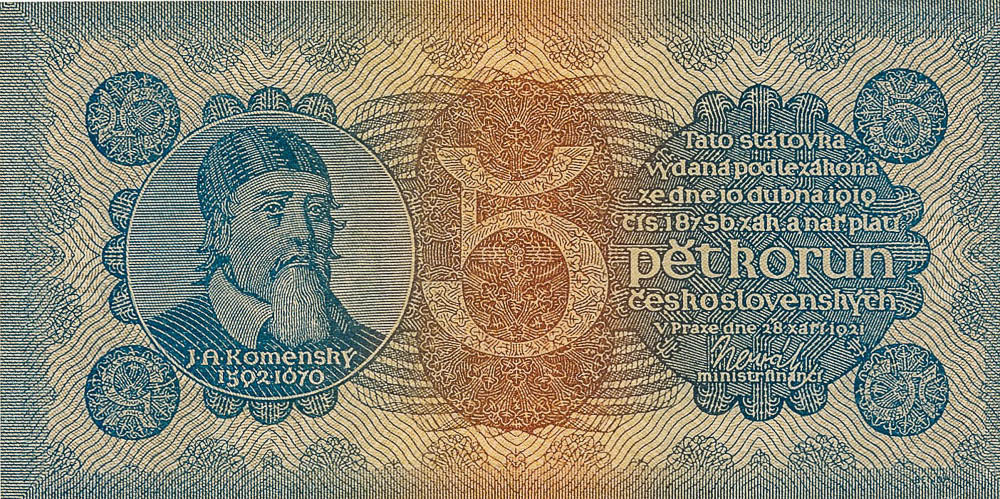 5 kč 1921 - avers