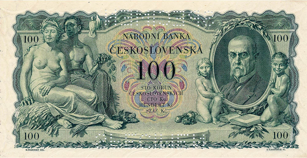 100 Kčs 1931 (bankový vzor) - revers