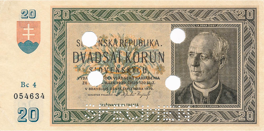 20 Ks 1939 (perforovaná) - avers