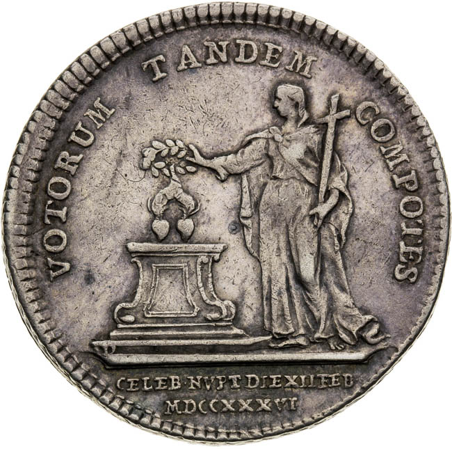 Strieborný žetón 1736 - reverz