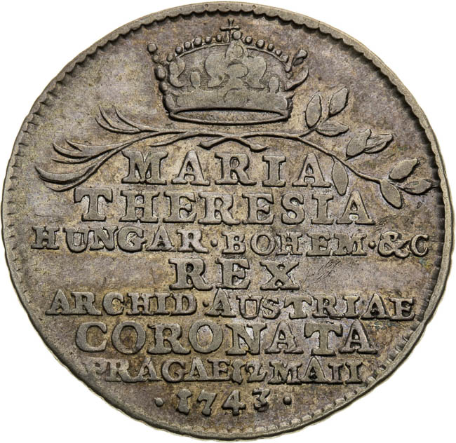 Strieborný žetón 1743 - averz