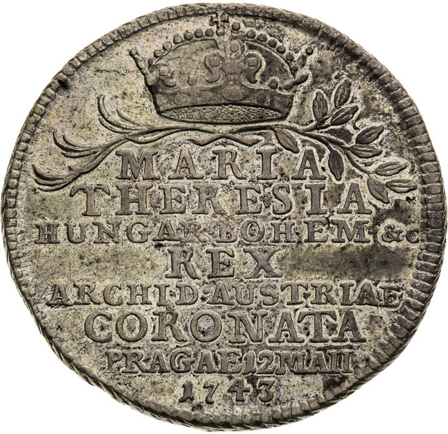 Strieborný žetón 1743 - averz
