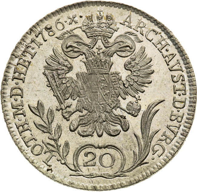 20 Krejcar 1786 - revers