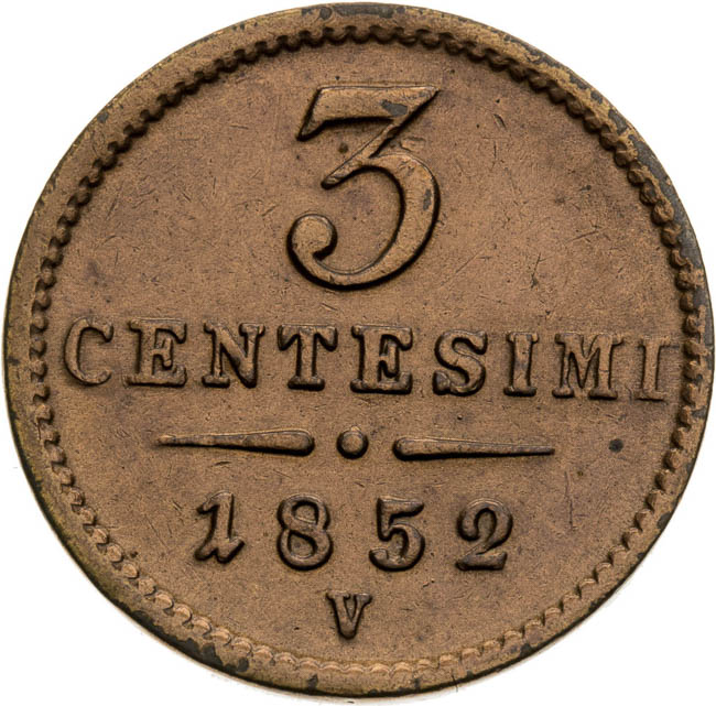 3 Centesimi 1852 - back