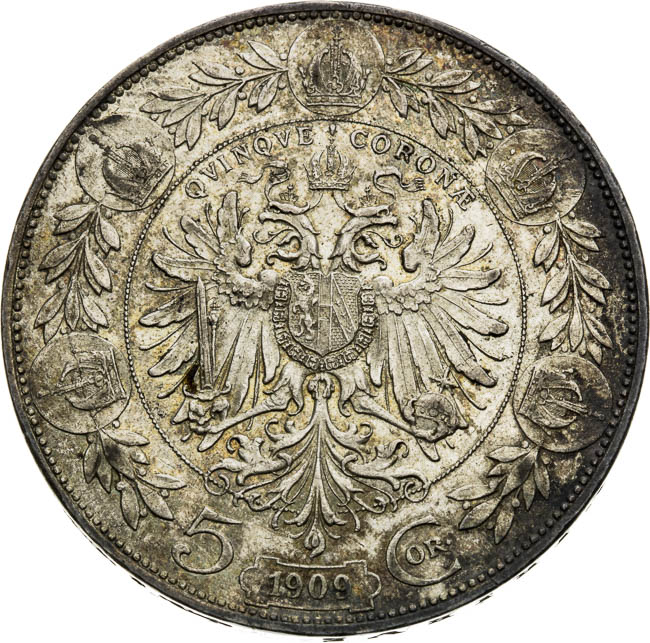 5 Korona 1909 - reverz