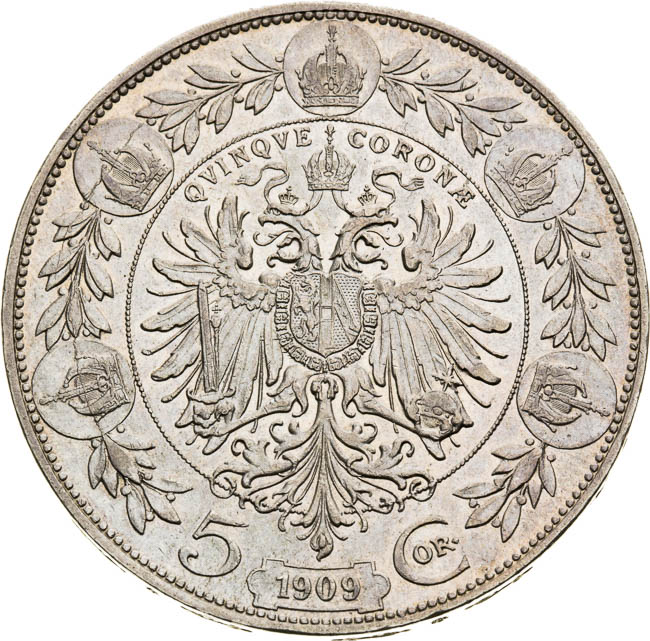 5 Korona 1909 - reverz