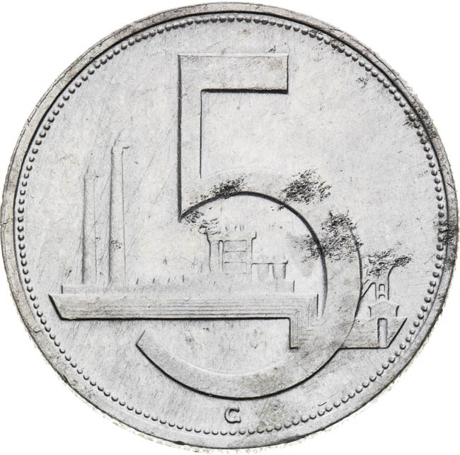 5 Koruna 1952 - back