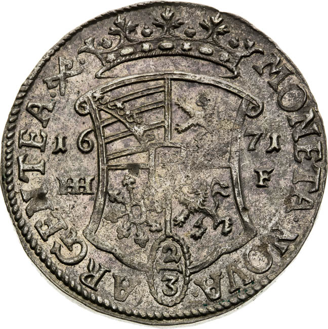 2/3 Thaler 1671 - back