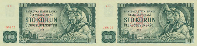 100 Kčs 1961 (6 ks) - averz