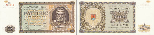 5000 Ks 1944 (bankový vzor) - averz