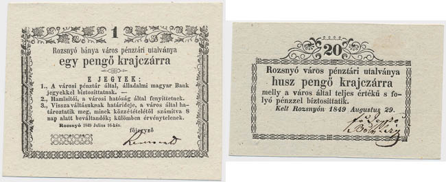 Kreutzers 1849 - Rozsnyó (3 pcs) - front
