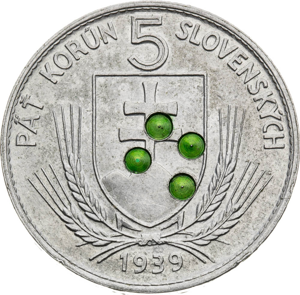 5 Koruna 1939 (Pattern strike) - front