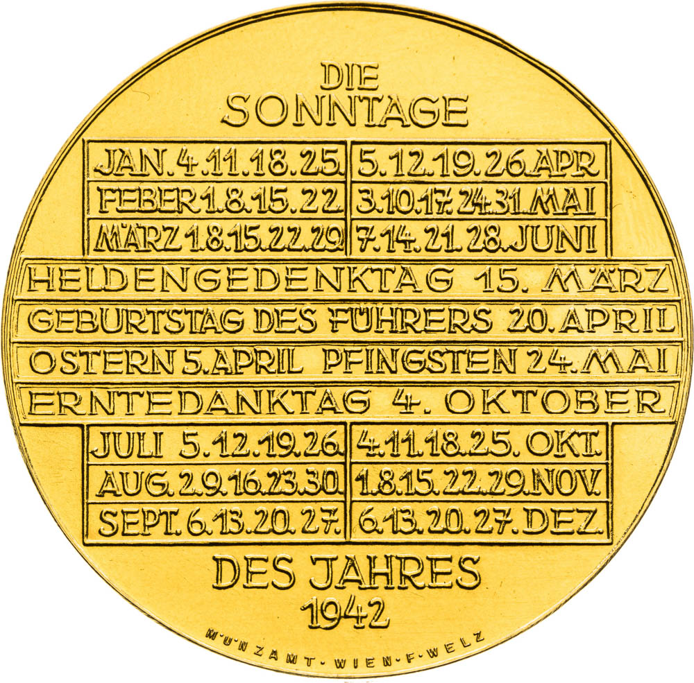Gold Medal 1942 (9 Ducats) - back
