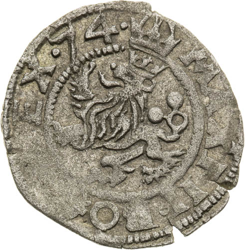 Bílý peníz 1574 - averz