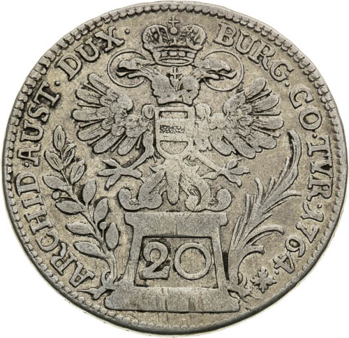 20 Kreutzer 1764 - back