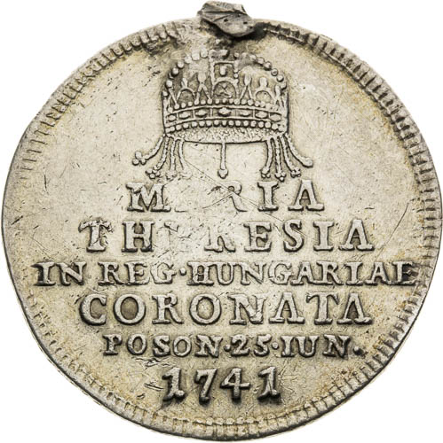 Strieborný žetón 1741 - averz