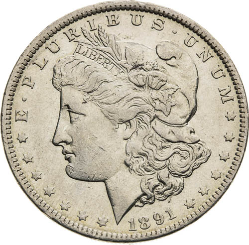 Morgan Dolár 1891 - averz
