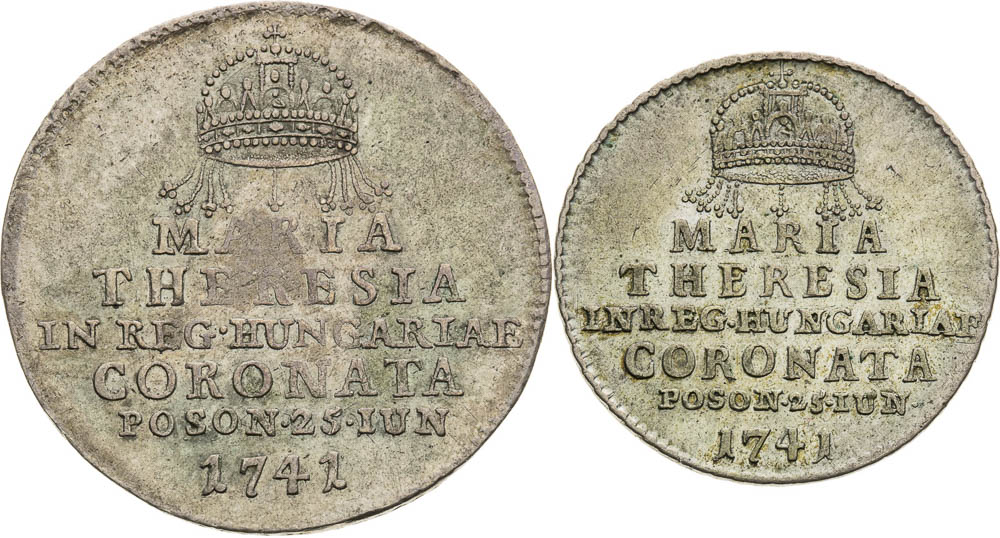 Small and large silver token 1741 (2 pcs) - front