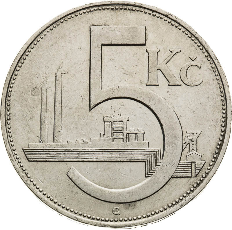 5 Koruna 1937 - back