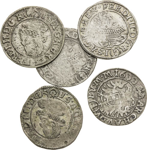 3 Kreutzer 1624, 1631, 1632, 1633, ? (5 pcs) - front