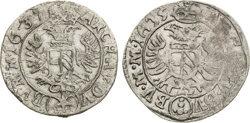 3 Kreutzer 1635, 1637 (2 pcs) - front