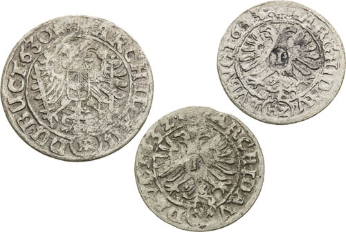 Kreutzer 1632, 1633, 3 Kreutzer 1630 (3 pcs) - front