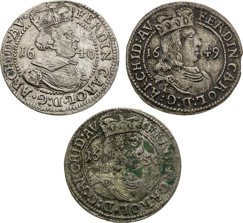 3 Kreutzer 1640, 1649, 1650 (3 pcs) - front