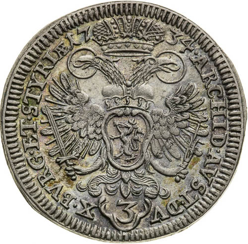 3 Kreutzer 1734 - back