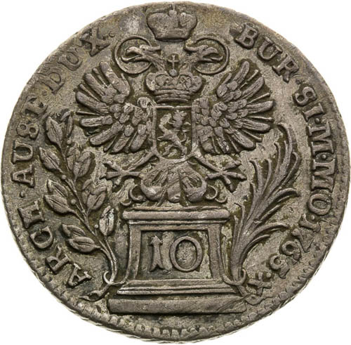 10 Kreutzer 1765 - back