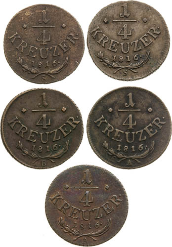 1/4 Kreutzer 1816 (5 pcs) - front