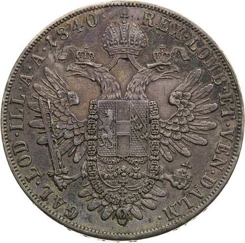 Thaler 1840 - back