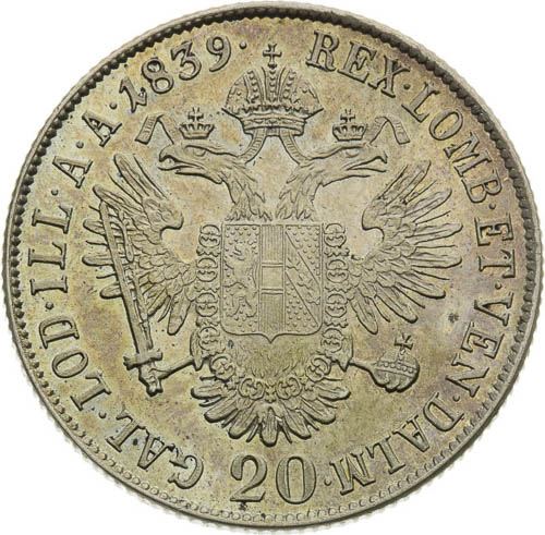 20 Kreutzer 1839 - back