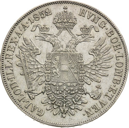 Konvenčný tolar 1852 - revers
