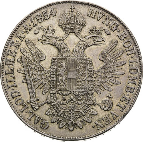 Konvenčný tolar 1854 - revers