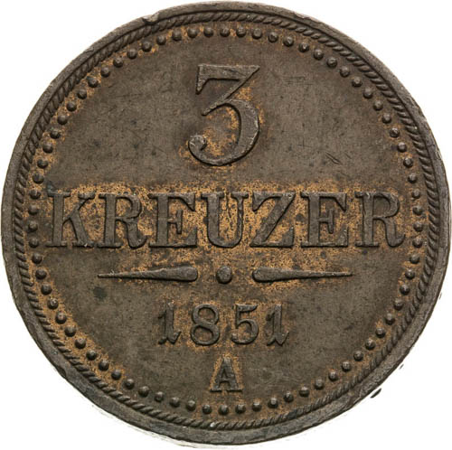 3 Kreutzer 1851 - back