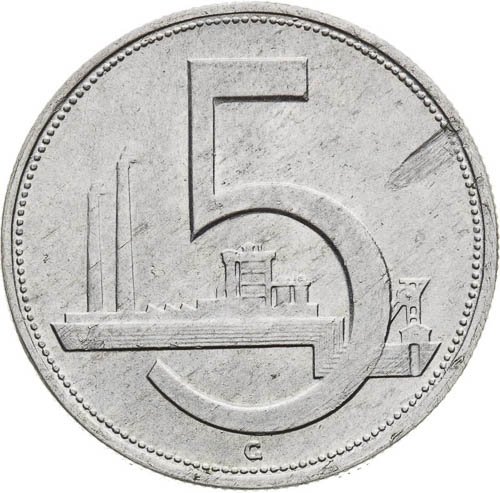5 Koruna 1952 - back