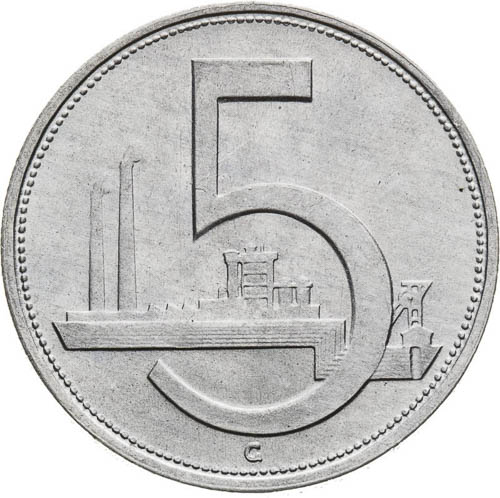 5 Koruna 1952 - back