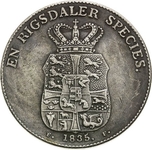 Rigsdaler 1835 - back