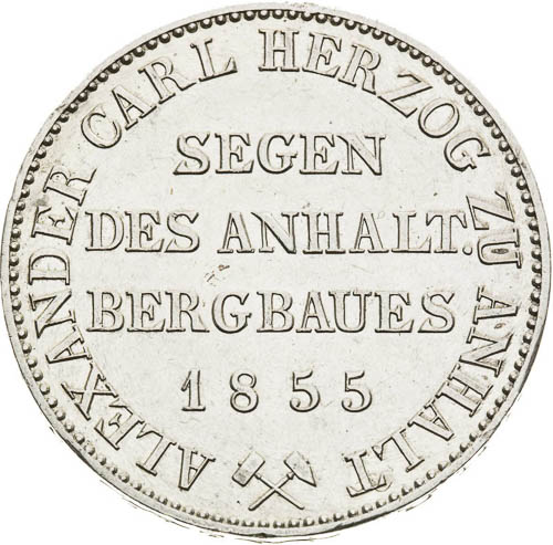 Mining Thaler 1855 - back