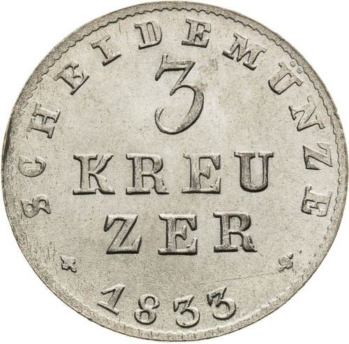 3 Kreutzer 1833 - back