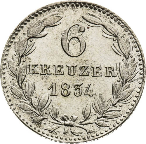 6 Kreutzer 1834 - back