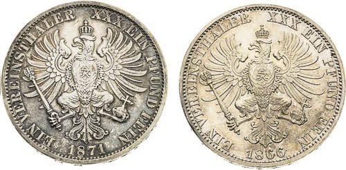 Thaler 1866, 1871 (2 pcs) - back