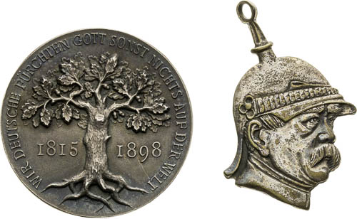Silver medal and pendant in the shape of a head 1898 (2 pcs) - front